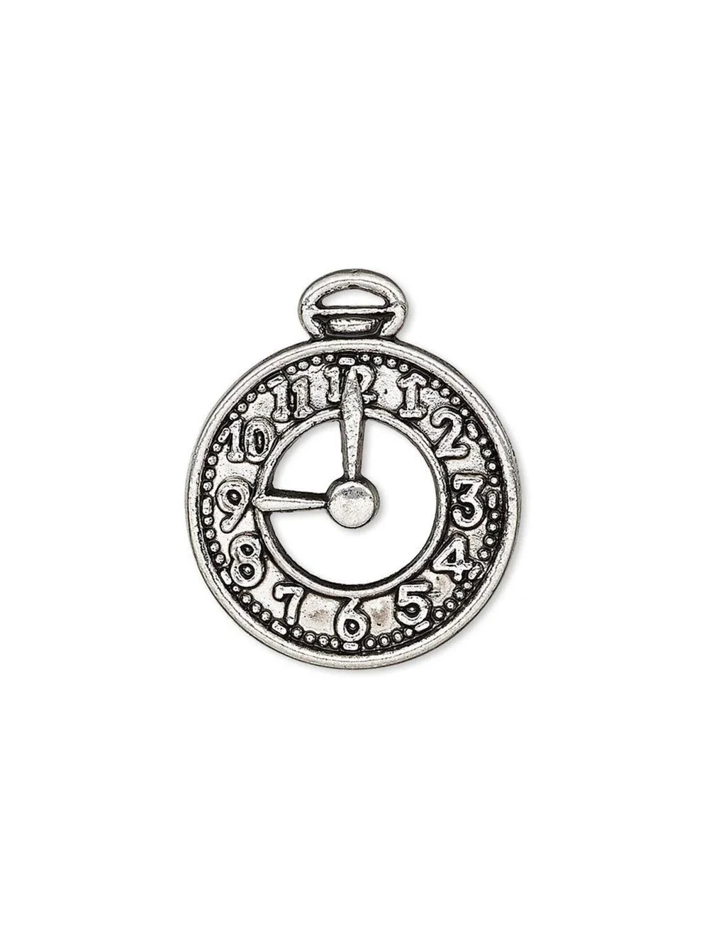 10 Antiqued Silver Pewter 25x21mm Flat Pocket Watch Clock Face Charms Pendants
